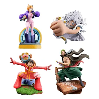 One Piece Petitrama PVC Mini Statue Logbox Re Birth Egghead Set 9 cm - 1 Unidade
