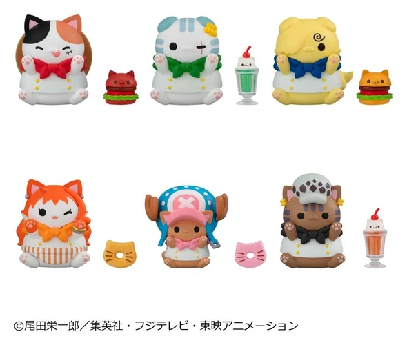 One Piece Mega Cat Project Mini Figures NyanPieceNyan! Diner! 3 cm Blind Box Display (6)