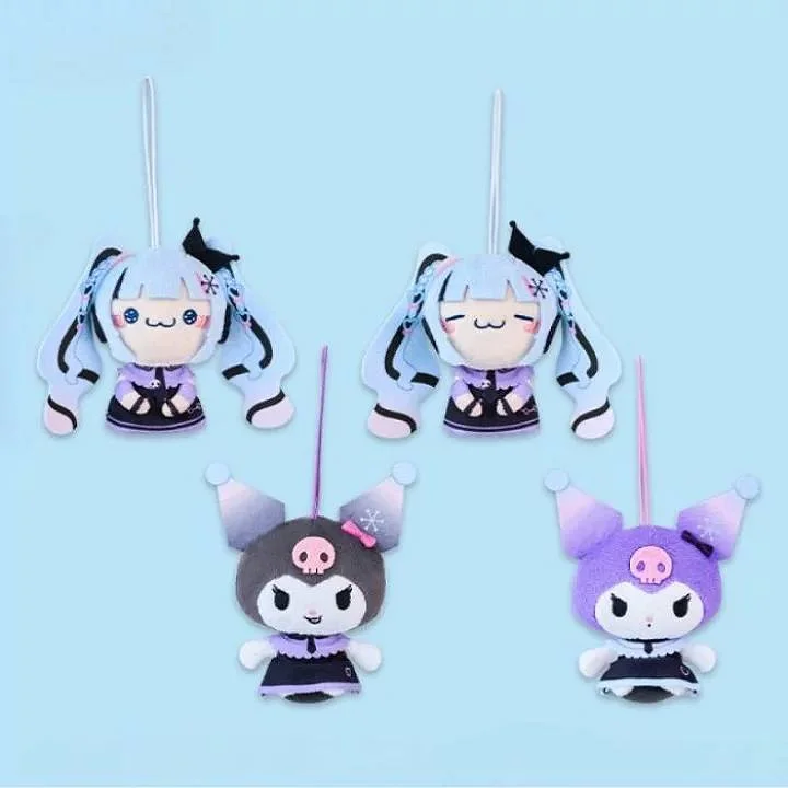 Snow Miku x Kuromi Mochipico Mascot A: Snow Miku (Nikkori(Smile)) 8 cm