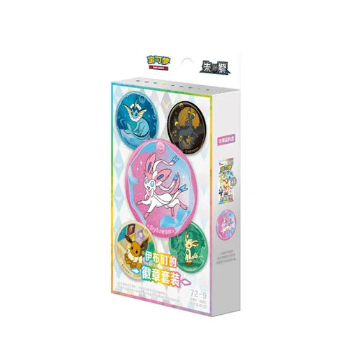 Pokemon TCG: Terastal Gathering Badge Box Chinese - 1 Unidade Aleatória (1 Booster + 1 Metal Badge)