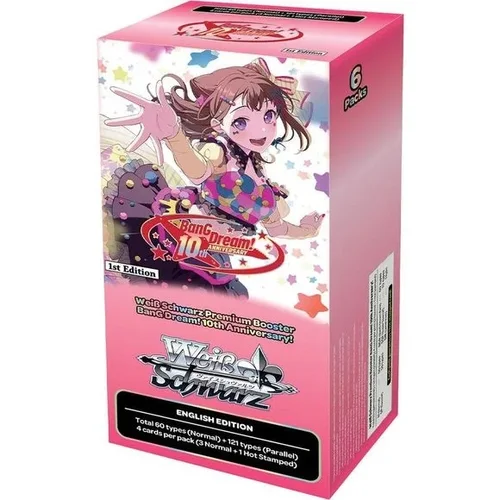 Weiss Schwarz: BanG Dream! 10th Anniversary! 1st Edition English - 1 Booster Box (6 Premium Boosters)