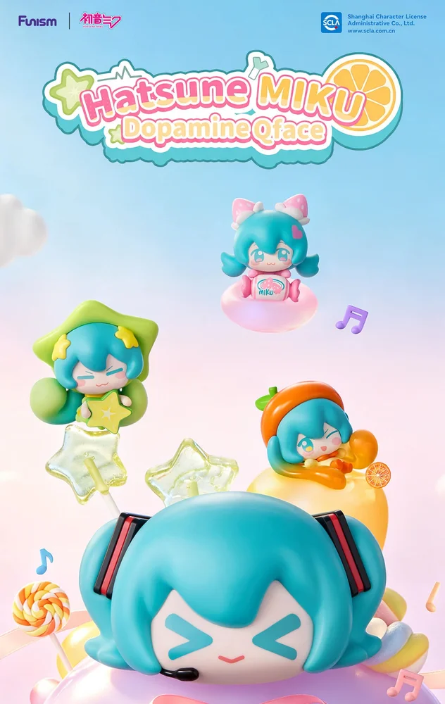 HATSUNE MIKU - Dopamine Qface Blind Box - 1 Unidade (3 Figuras)